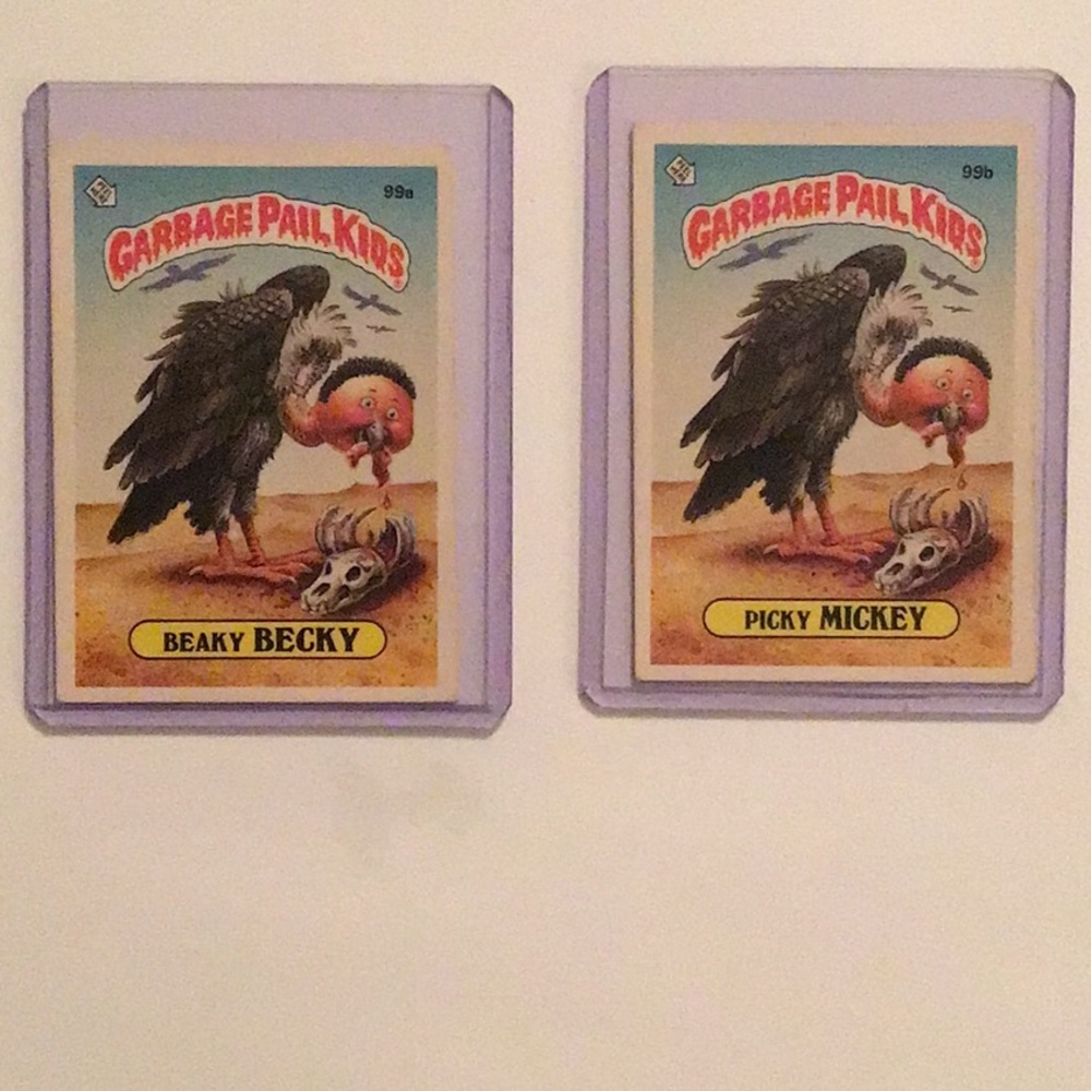 **1986 Garbage Pail Kids Trading Cards - Beaky Becky 99 a & Picky Mickey 99 b